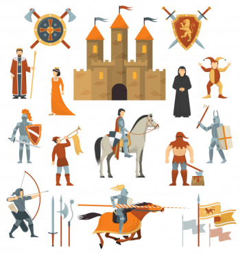 Medieval decorative icons set Medieval decorative icons set