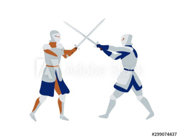 Medieval warriors fighting flat vector illustration Medieval warriors fighting flat vector illustration