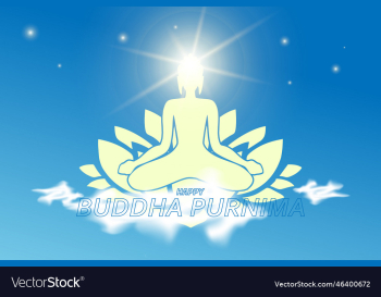 meditating buddha on cloud and lotus flower