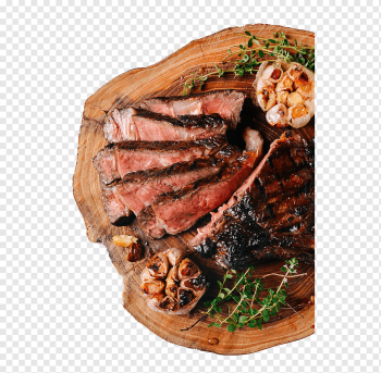 medium rare steak on chopping board, Beefsteak Barbecue Rib eye steak Recipe, western steak, food, beef, roast Beef png