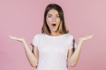 Medium shot shocked girl with opened mouth Free Photo Medium shot shocked girl with opened mouth Free Photo