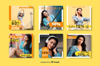 Mega sale fashion sale instagram post collection Free Vector Mega sale fashion sale instagram post collection Free Vector