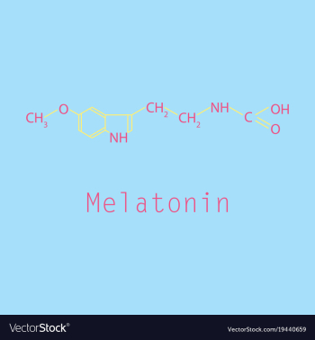 Melatonin hormone molecule in humans it plays a vector image Melatonin hormone molecule in humans it plays a vector image