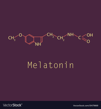 Melatonin hormone molecule in humans it plays a vector image Melatonin hormone molecule in humans it plays a vector image