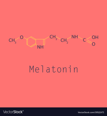 Melatonin hormone molecule in humans it plays a vector image Melatonin hormone molecule in humans it plays a vector image