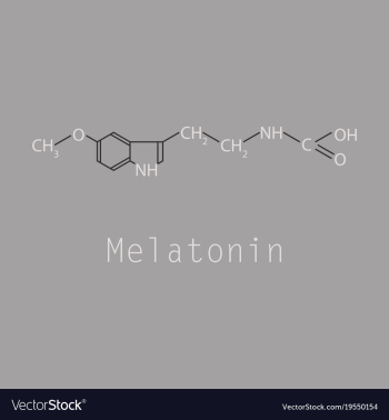 Melatonin hormone molecule in humans it plays a vector image Melatonin hormone molecule in humans it plays a vector image