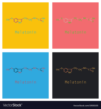 Melatonin hormone molecule in humans it plays a vector image Melatonin hormone molecule in humans it plays a vector image