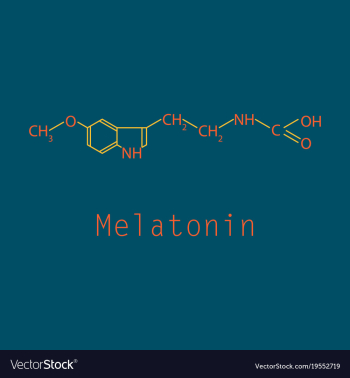 Melatonin hormone molecule in humans it plays a vector image Melatonin hormone molecule in humans it plays a vector image