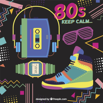 Memphis background with eighties objects Memphis background with eighties objects