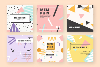 Memphis card template collection Free Vector Memphis card template collection Free Vector