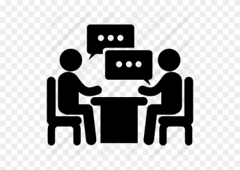 Men Couple Sitting On A Table Talking About Business - Two People Talking Icon