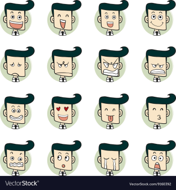 Men emotions faces vector image Men emotions faces vector image