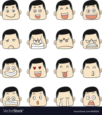 Men emotions faces vector image Men emotions faces vector image