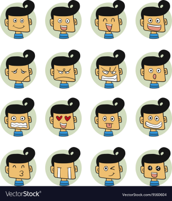 Men emotions faces vector image Men emotions faces vector image