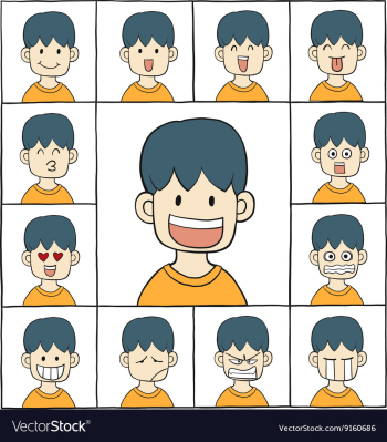 Men emotions faces vector image Men emotions faces vector image