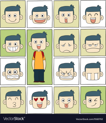 Men emotions faces vector image Men emotions faces vector image