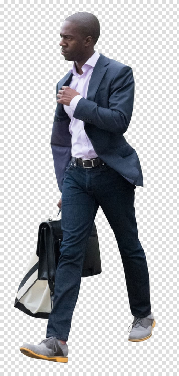 Men's black suit jacket holding bag while walking, Businessperson Walking Suit, business people transparent background PNG clipart