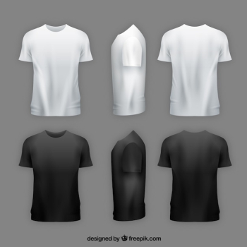 Men's t-shirt in different views with realistic style