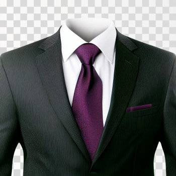 Men Suit Black With A Purple Tie PNG transparent