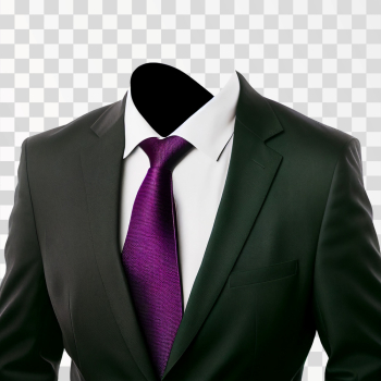 Men Suit Black With A Purple Tie PNG transparent