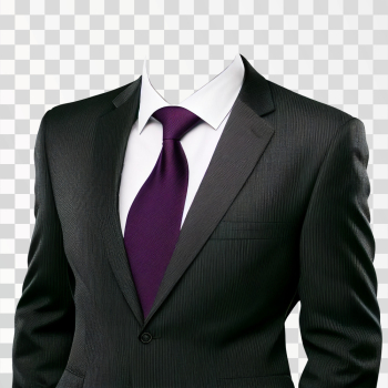 Men Suit Black With A Purple Tie PNG transparent