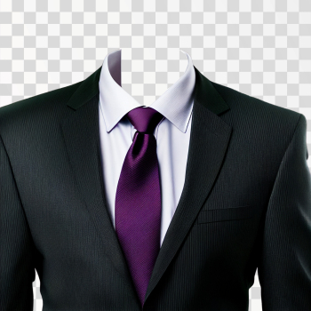 Men Suit Black With A Purple Tie PNG transparent