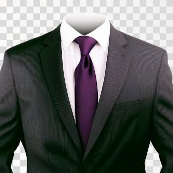 Men Suit Black With A Purple Tie PNG transparent