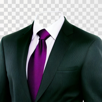 Men Suit Black With A Purple Tie PNG transparent