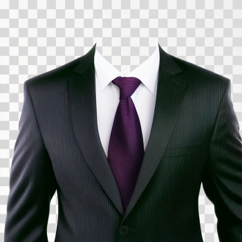 Men Suit Black With A Purple Tie PNG transparent