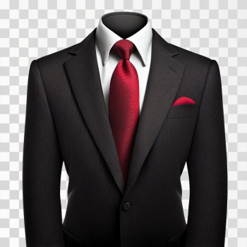 Men Suit Black With A Red Tie PNG transparent, free download