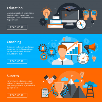 Mentoring coaching banners with concepts for skills development
