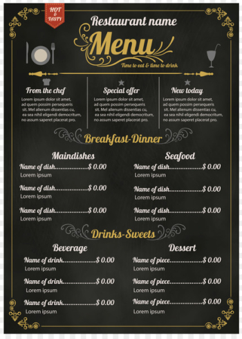 Menu Hotel Recipe - Vector blackboard menu Menu Hotel Recipe - Vector blackboard menu