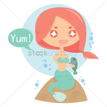 Mermaid eating fish