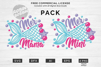 Mermaid Mama and Mini Pack Mermaid SVG Design for T-Shirt Mermaid Mama and Mini Pack Mermaid SVG Design for T-Shirt