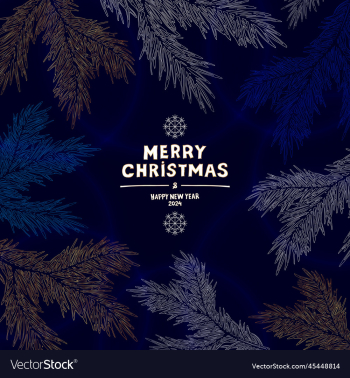 merry christmas banner with stylized branches