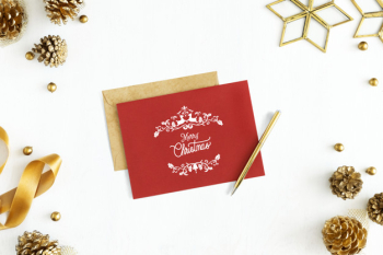 Merry christmas greeting card mockup Free Psd