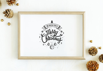 Merry christmas illustration in a frame mockup Free Psd Merry christmas illustration in a frame mockup Free Psd