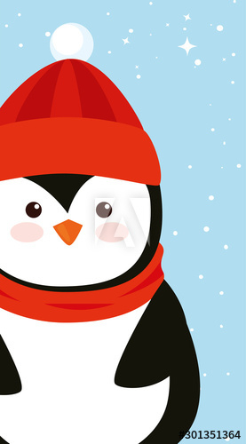 merry christmas penguin animal character design