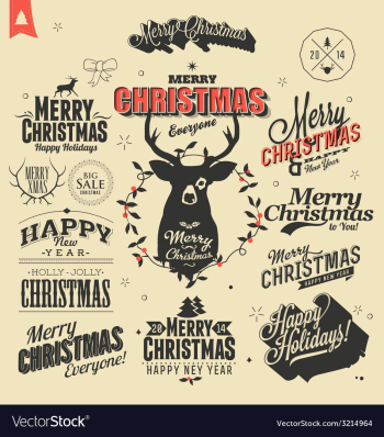 Merry Christmas sign and symbols decoration vector image Merry Christmas sign and symbols decoration vector image