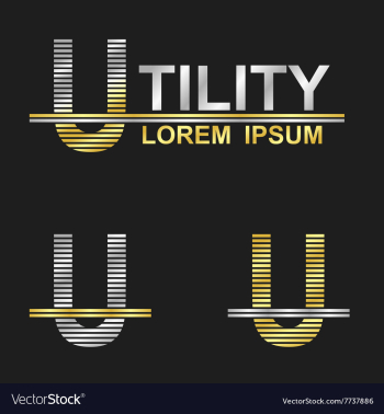 Metallic business font design - letter U vector image Metallic business font design - letter U vector image
