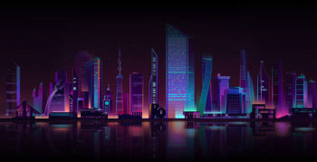 Metropolis night background neon cartoon Free Vector Metropolis night background neon cartoon Free Vector