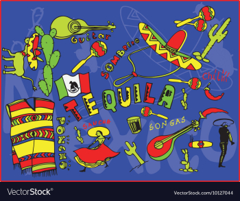 Mexico doodles vector image Mexico doodles vector image