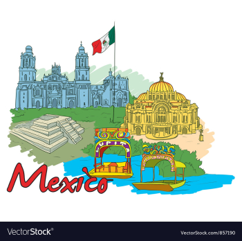 Mexico doodles vector image Mexico doodles vector image