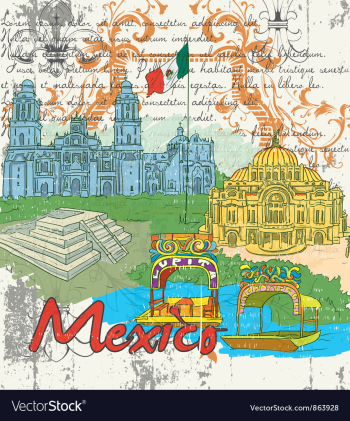 Mexico doodles vector image Mexico doodles vector image