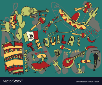 Mexico doodles vector image Mexico doodles vector image