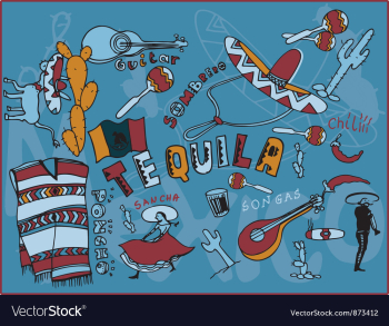 Mexico doodles vector image Mexico doodles vector image