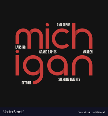 Michigan state t-shirt and apparel design vector image Michigan state t-shirt and apparel design vector image