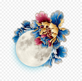 Mid-Autumn Festival Blue Flower - moon Mid-Autumn Festival Blue Flower - moon