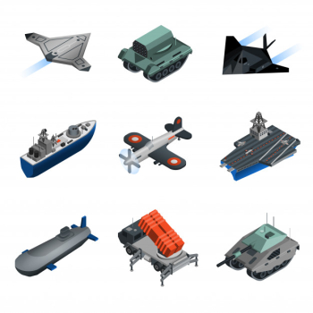 Military equipment isometric set Military equipment isometric set