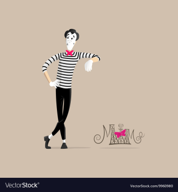 Mime performance - Leaning against the wall vector image Mime performance - Leaning against the wall vector image